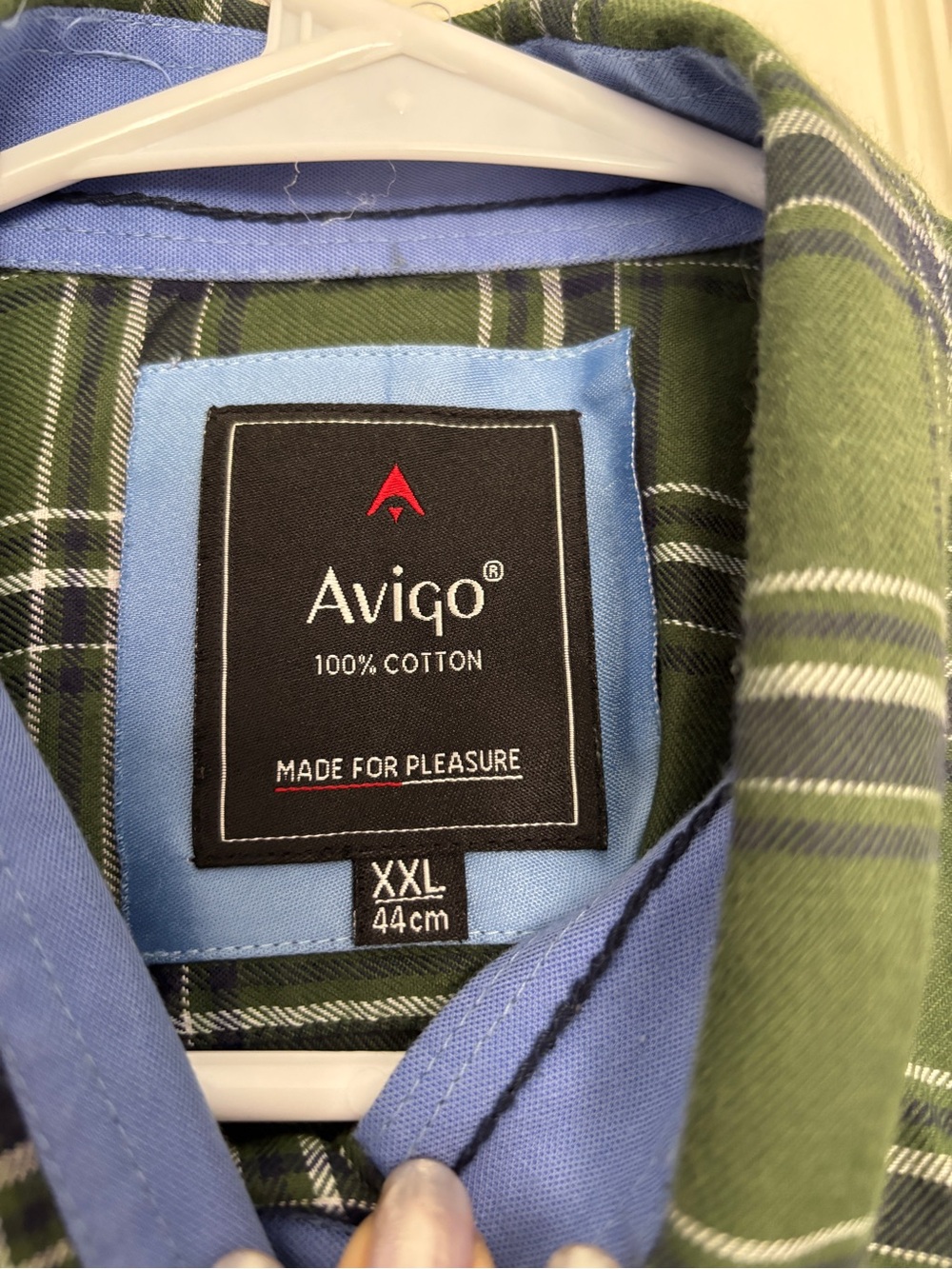 Avigo Men’s Olive Green Plaid Button-Up Shirt | 100% Cotton | XXL - Picture 2 of 4
